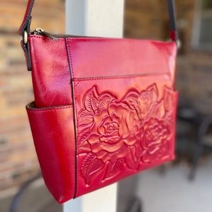 Patricia Nash Aveley Leather Crossbody Berry Red